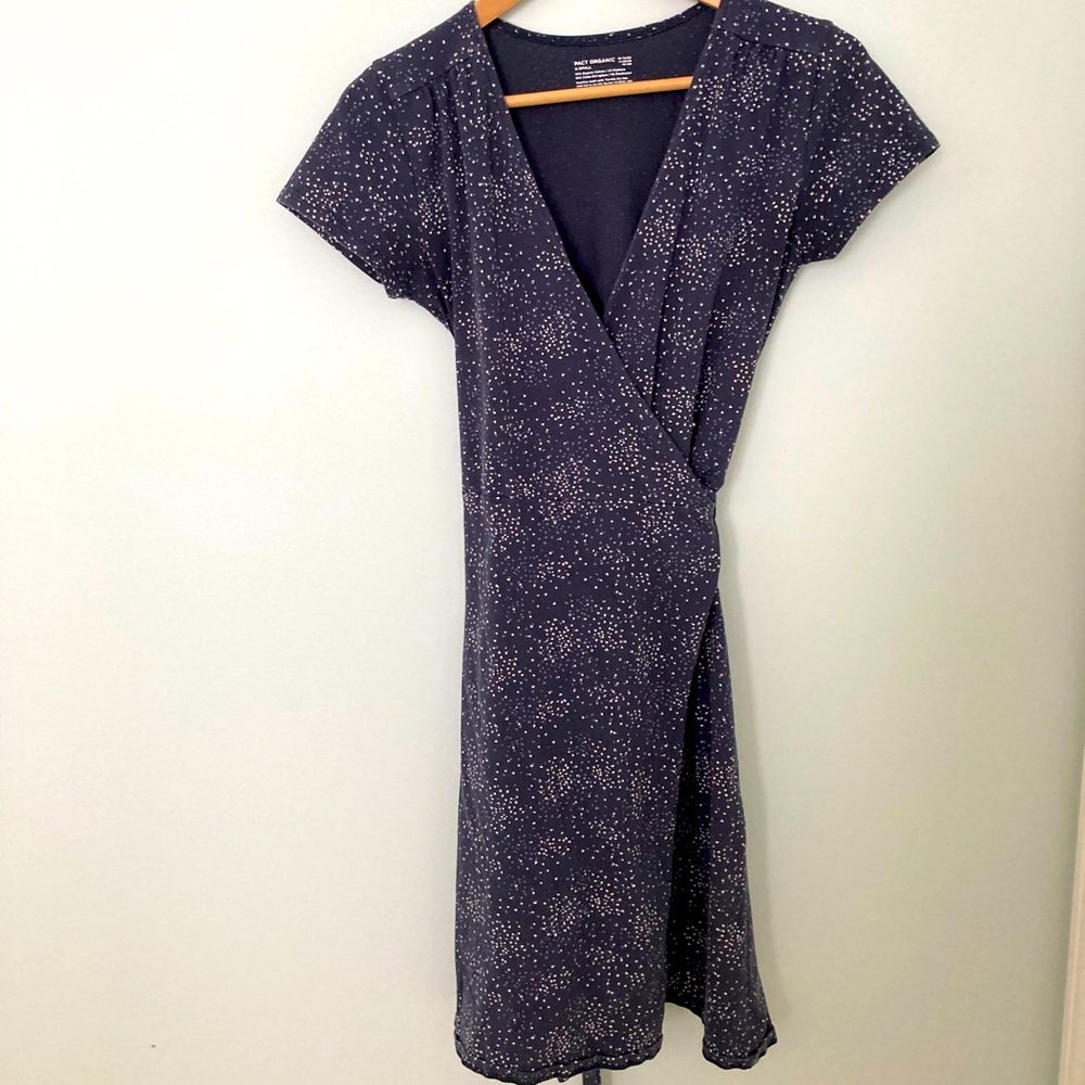 PACT organic navy wrap dress